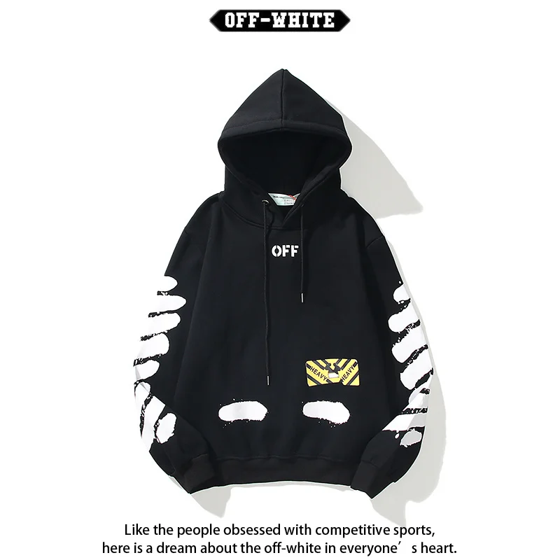 أوف وايت C O VIRGIL ABLOH الهيب هوب نمط موجة خط مطبوعة هوديي البلوز الرجال النساء الخريف الشتاء جديد وصول الملابس