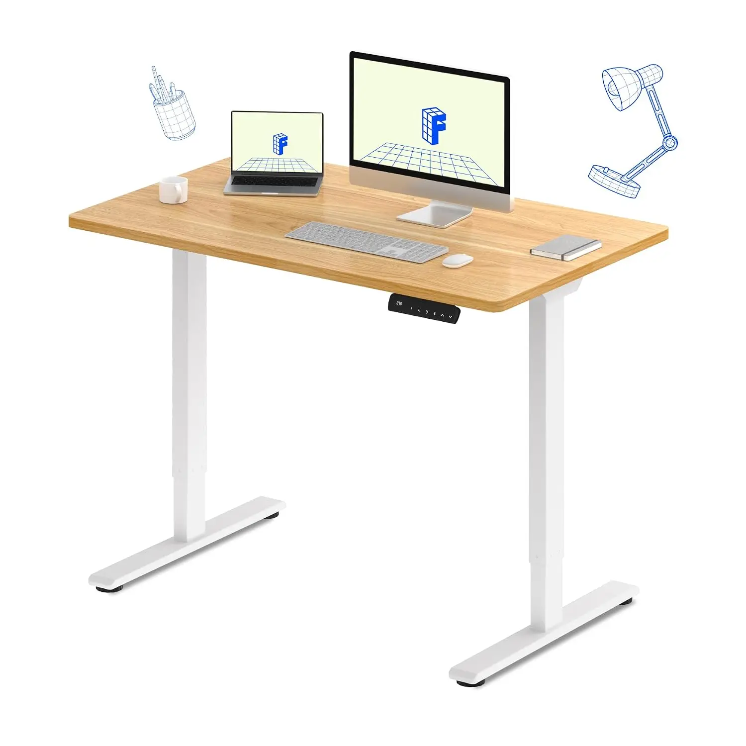 Dual Motor Electric Standing Desk Adjustable Height 48x30