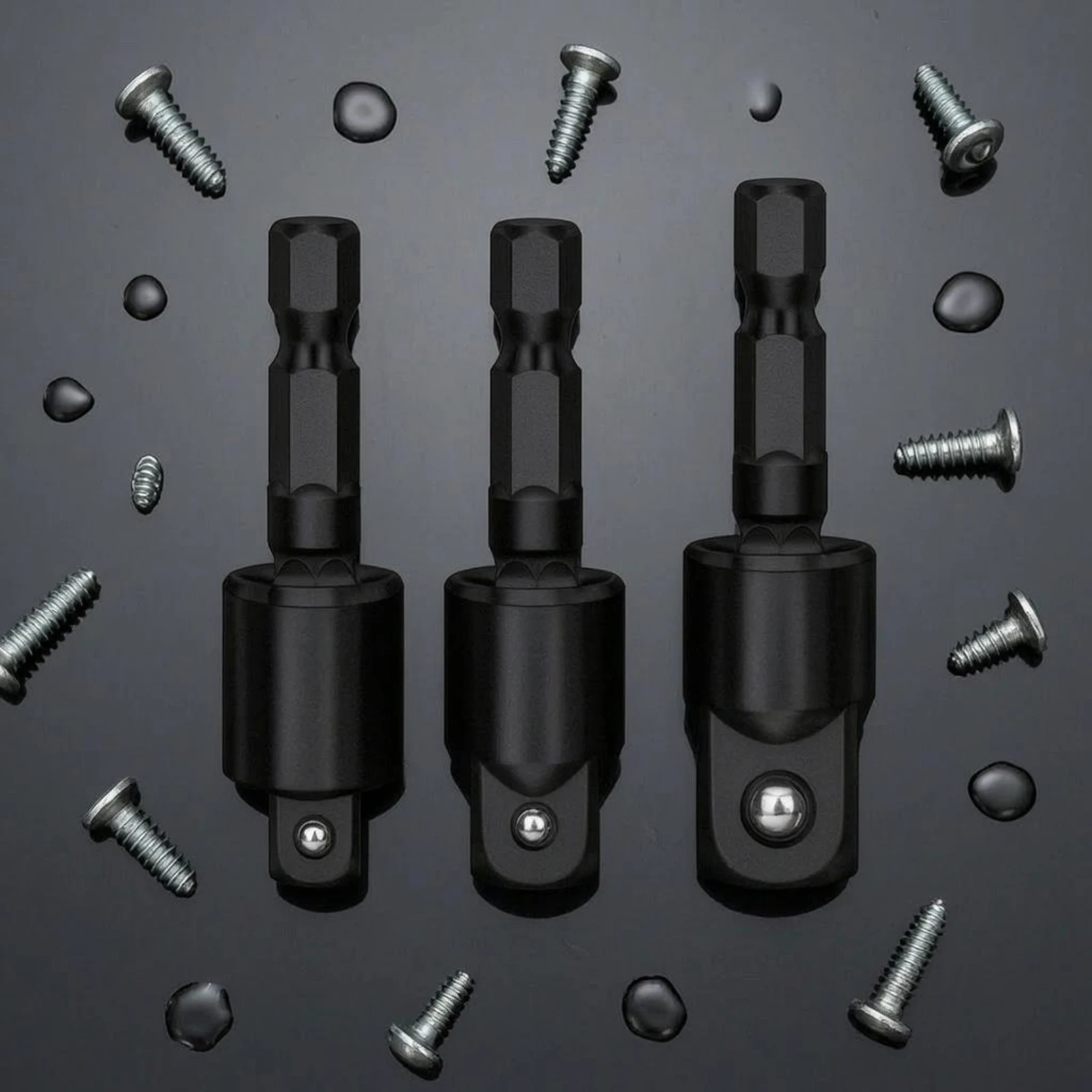 3 Pieces Universal Socket Adapter Set High Rotational Force Hex to Square Drive Adapter Tool Accessory Wear-Resistant view 3
