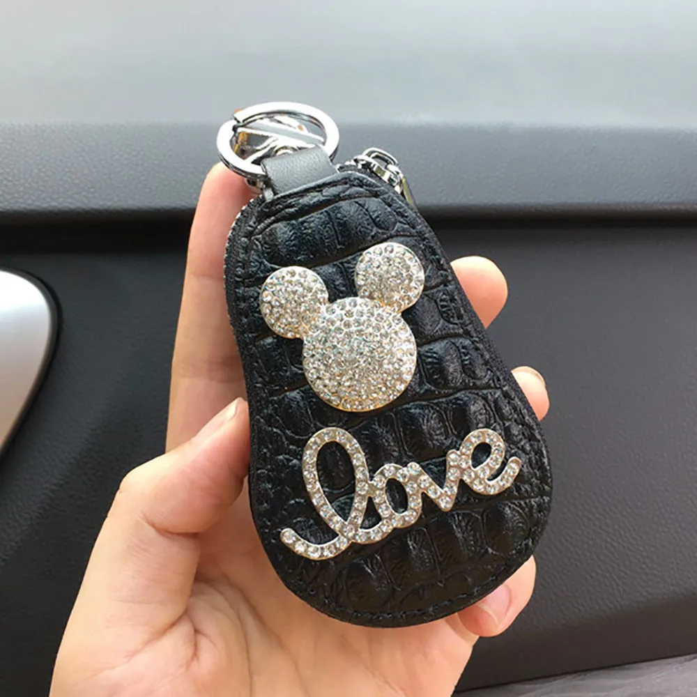 Women\'S Rhinestone Love Letter Keycase Fashionable Car Keycase Multi-Color Teddy Bear Decal Keychain