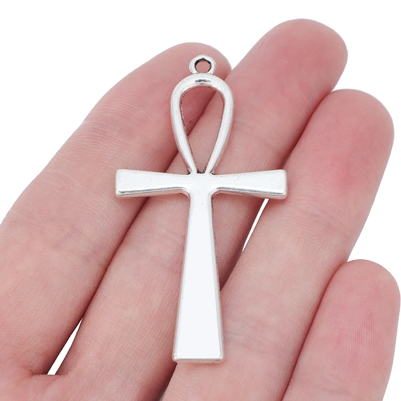 15 stücke silberne Farbe große ägyptische Ankh Kruzifix Kreuze Charms Anhänger für DIY Halskette Schmuck herstellung Accessoires