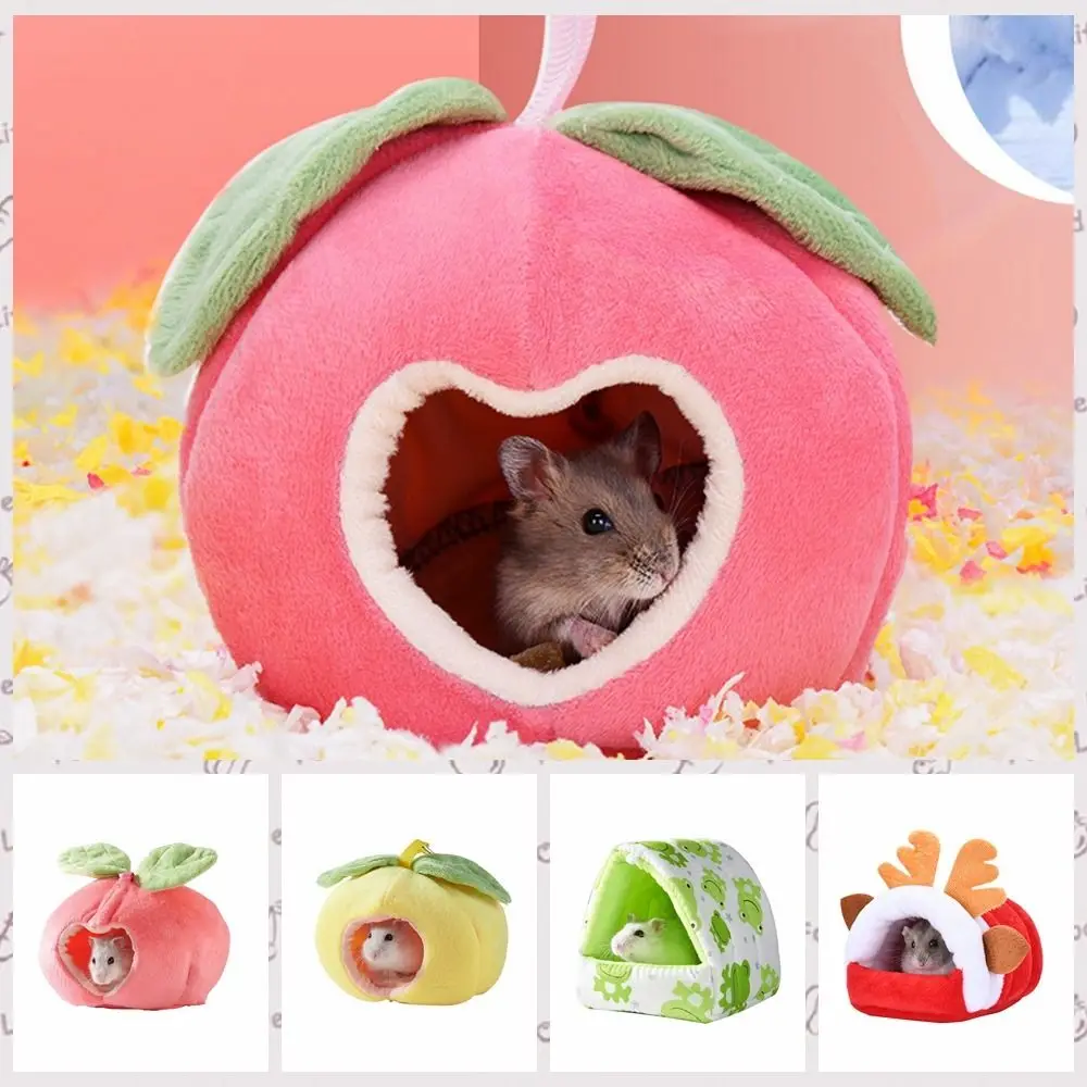 Cartoon Hanging Hamster Hammock Rat Soft Mat Cute Warm Hamster Cotton House Fruit Shape Soft Guinea Pig Nest Winter