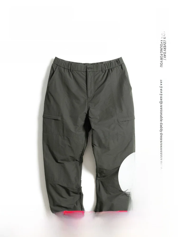 

Thiened Fce Lined Elastic Waist Loose Fit Men's Casual Pants Warm Winter Trousers for Middle Aged And ly