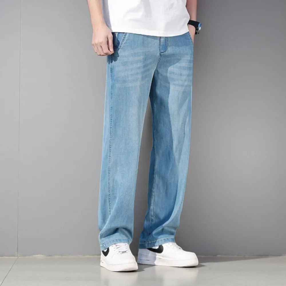 بنطال جينز رجالي نحيف من قماش الدنيم كاجوال قابل للتمدد، ملابس الشارع الشهير، هدية عصرية له