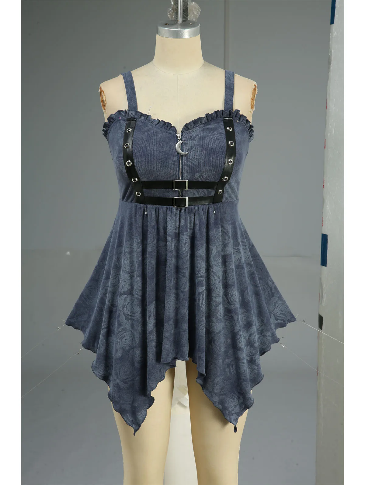 روزغال حجم كبير زهرة الورد المطبوعة بولي Strap حزام مشبك سستة منديل كاميس القمم للنساء عادية تانك عالية تمتد سترة