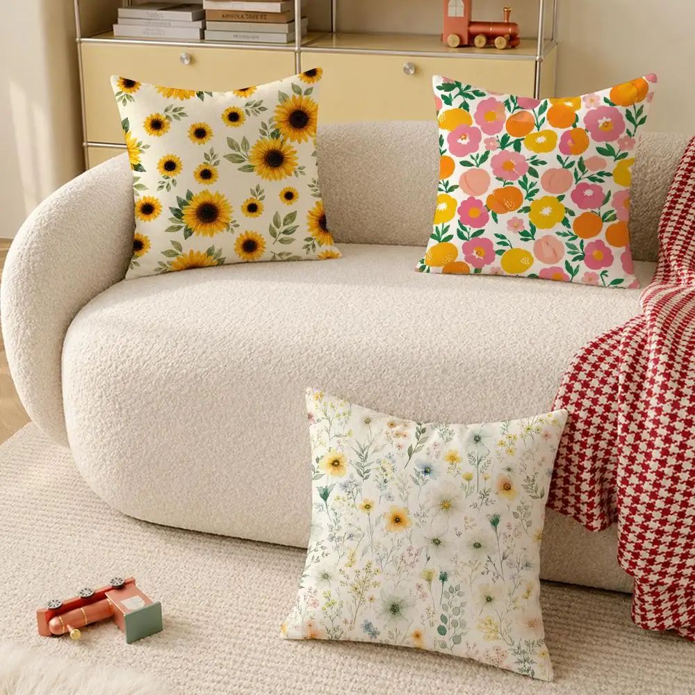 Fresh Cottage Floral Pattern ins Cushion Cover Pillow Cover Decorative Throw Couch Home Decor for Living Room Sofa