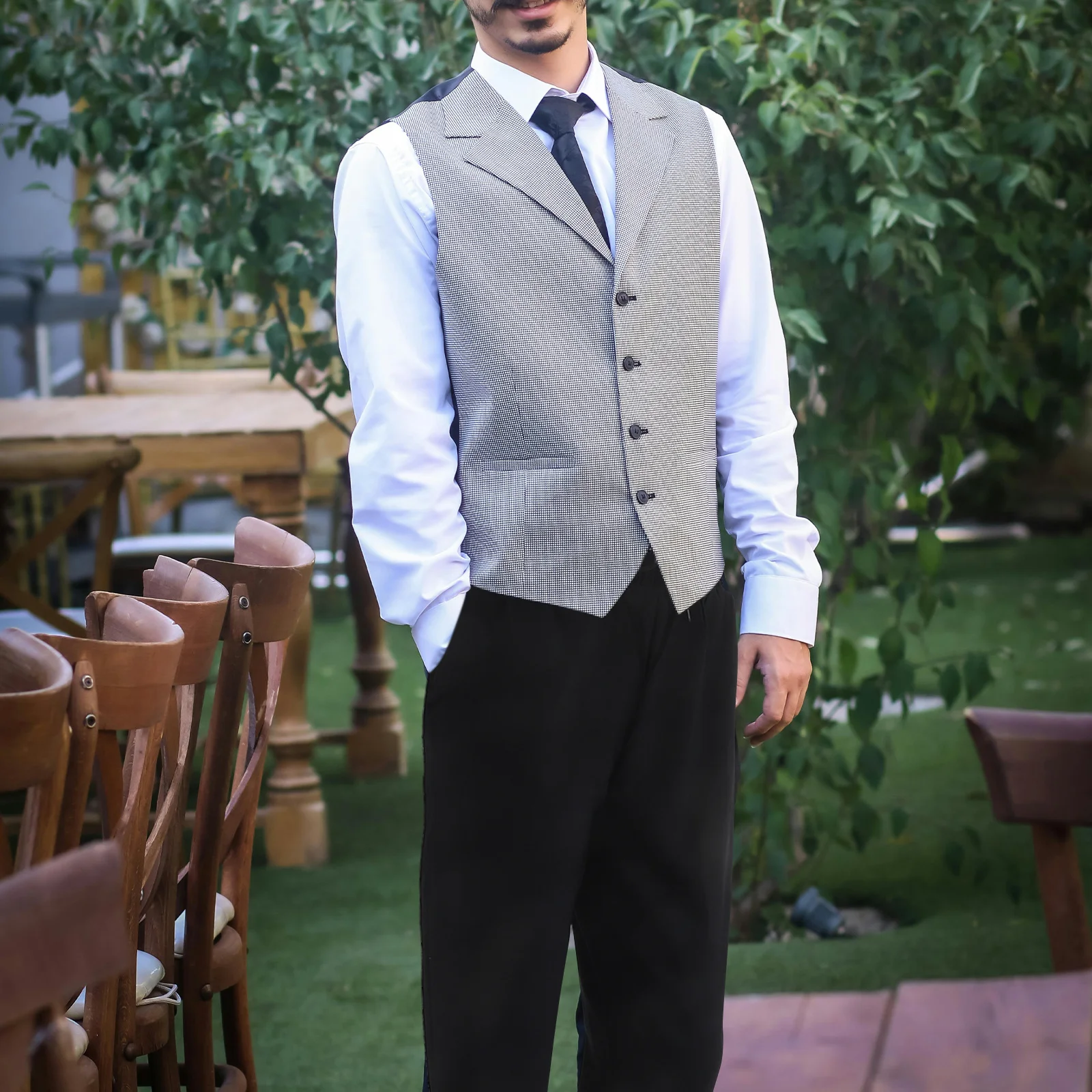 Pantaloni da cuoco traspiranti Comodo abbigliamento da lavoro Uniforme da mensa Vestibilità ampia Forniture da cucina resistenti all'olio in cotone poliestere