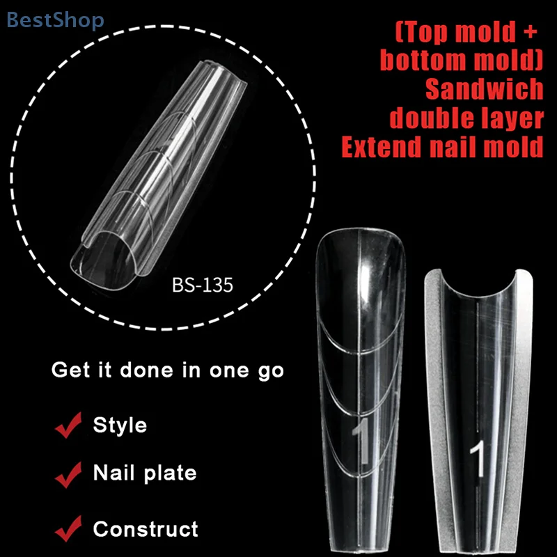 ساندويتش أشكال أظافر مزدوجة 240 قطعة 15 حجم ملحقات-أشكال مزدوجة نعش اللوز أشكال أظافر قالب علوي قالب سفلي #3