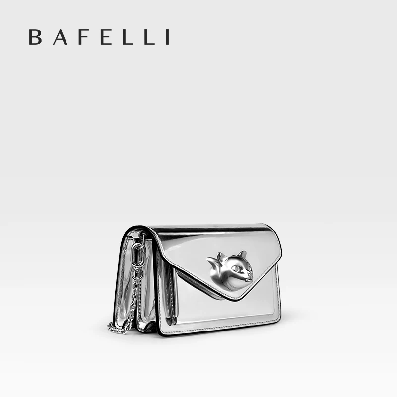 BAFELLI-minibolso de plata de lujo para mujer, bandolera con cadena corta, diseño de gato, a la moda, compra por separado, 2023