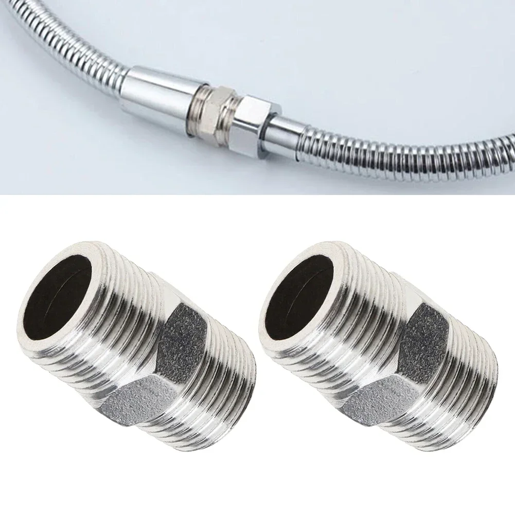 

2pcs G1/2 Stainless Steel Length Extender Showers Connectors For Extra Long Hoses Shower Hoses Extend Bathroom Accessories