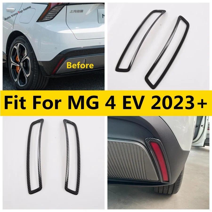 

Black / Carbon Fiber Look Chrome Rear Reflector Fog Light Lamp Cover Sticker Decoration Trim Accessories For MG 4 EV 2023 2024