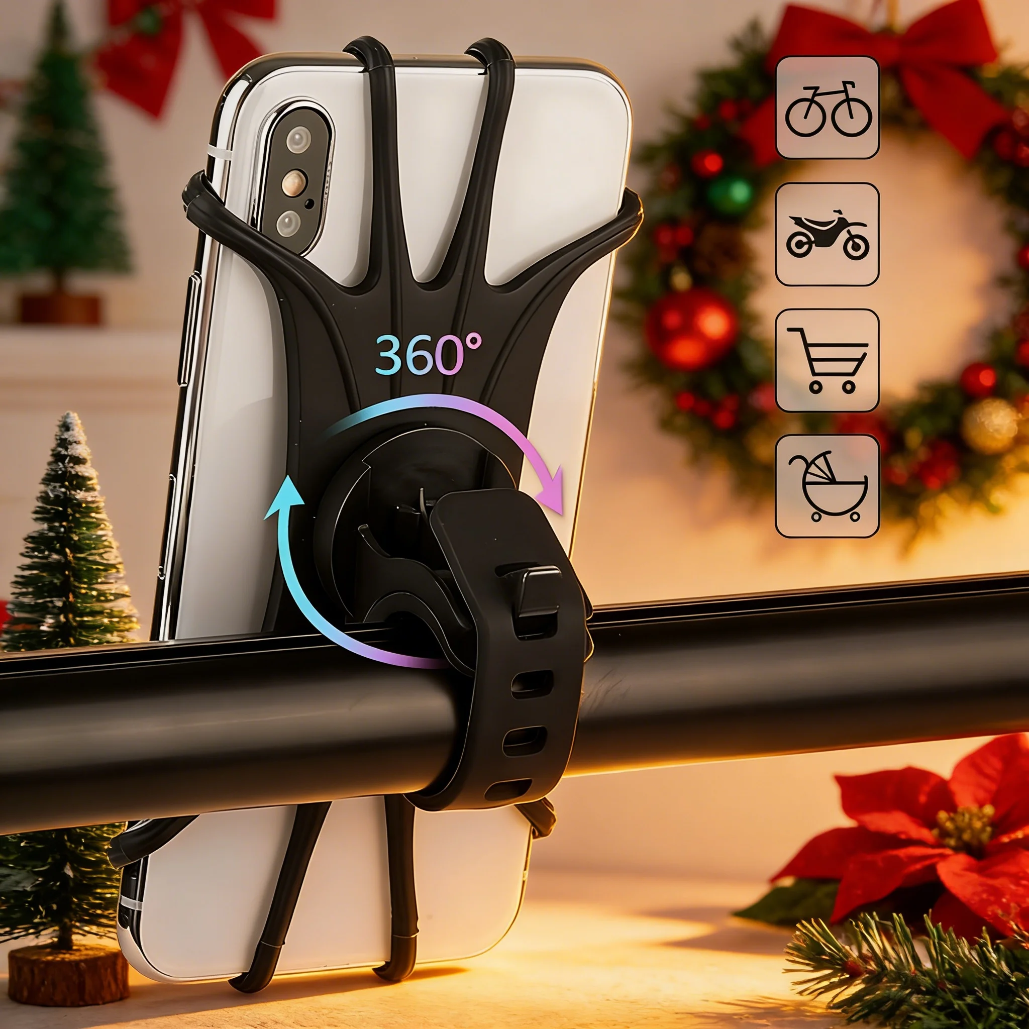 1 Count Flexible Silicone Phone Grip Holder - Multi-Surface Mount for Fitness, Outdoor Activities & New Year Gifts