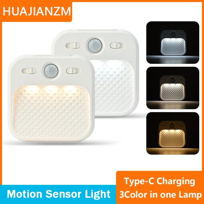 

Светодиодный датчик движения, беспроводной светодиодный ночник типа C, перезаряжаемый ночник, лампа для шкафа, лестница для кухни, светодиодный светильник