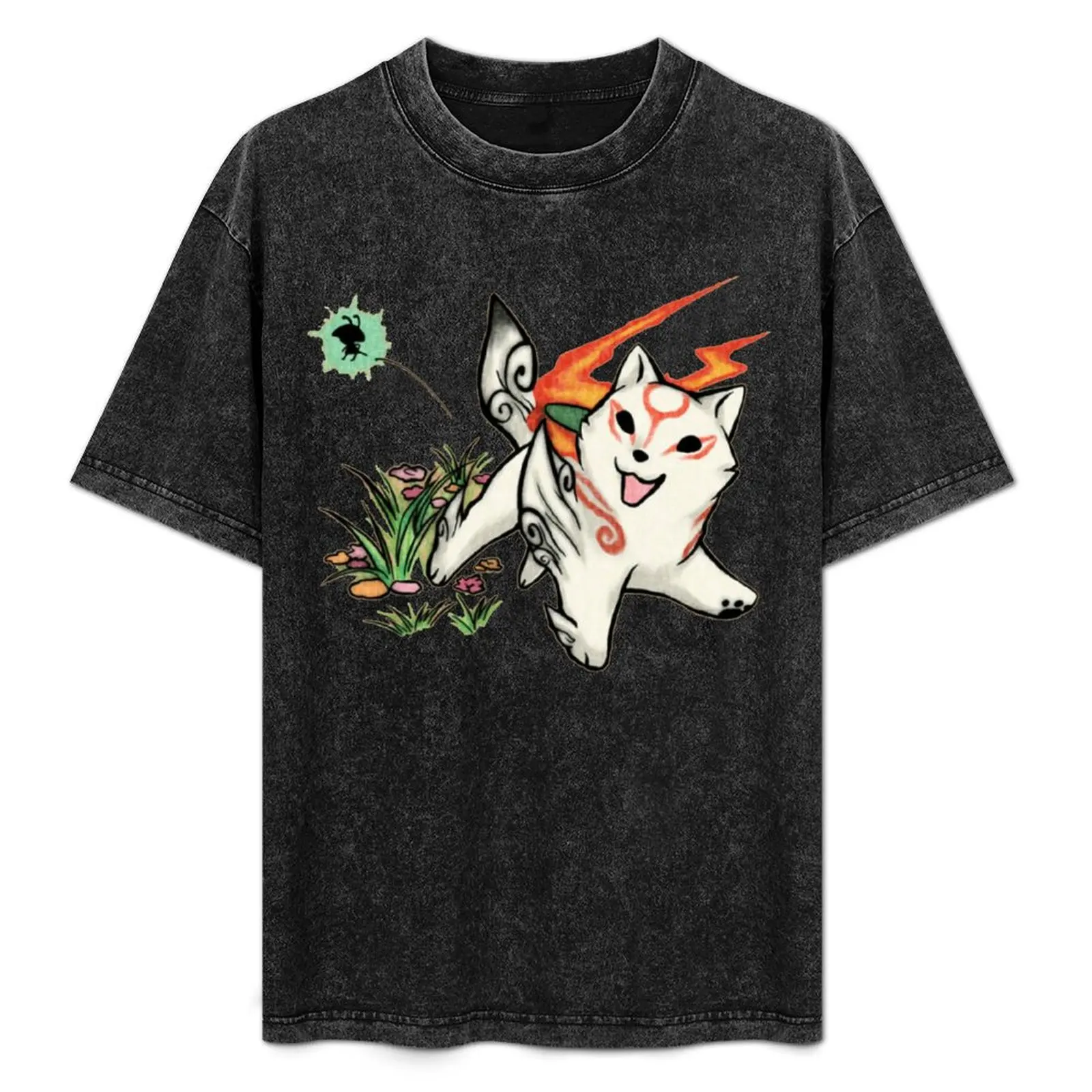 

Small Okami T-Shirt Casual Lightweight Short Sleeve Top