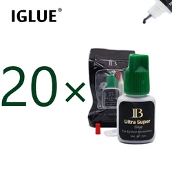 IGLUE 20bottles IB Ultra Super Glue Fast Drying Eyelash Extensions IB Green Cap 5ml False Lash Glue Makeup Tools Korean Original