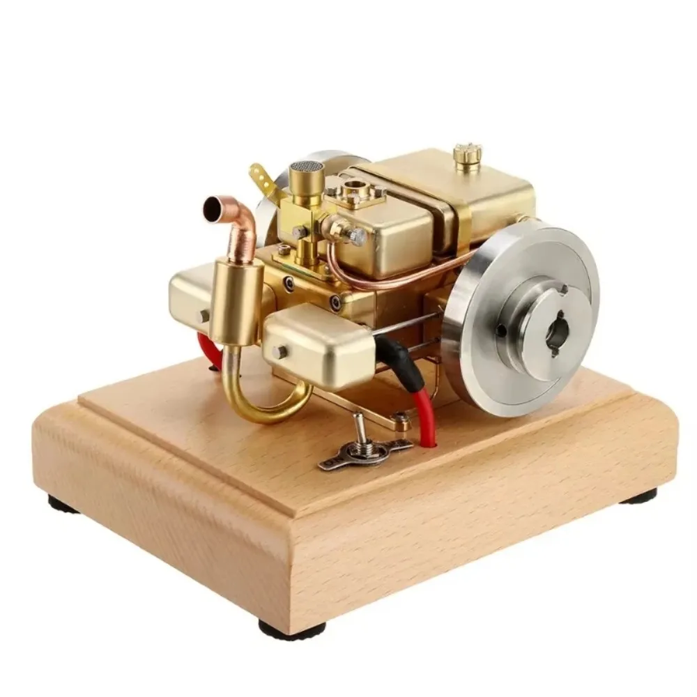 Retro Micro Engine Model Single Cylinder Copper Metal Internal Combustion Engine Mini Simulation Four Stroke Brass Engine Model