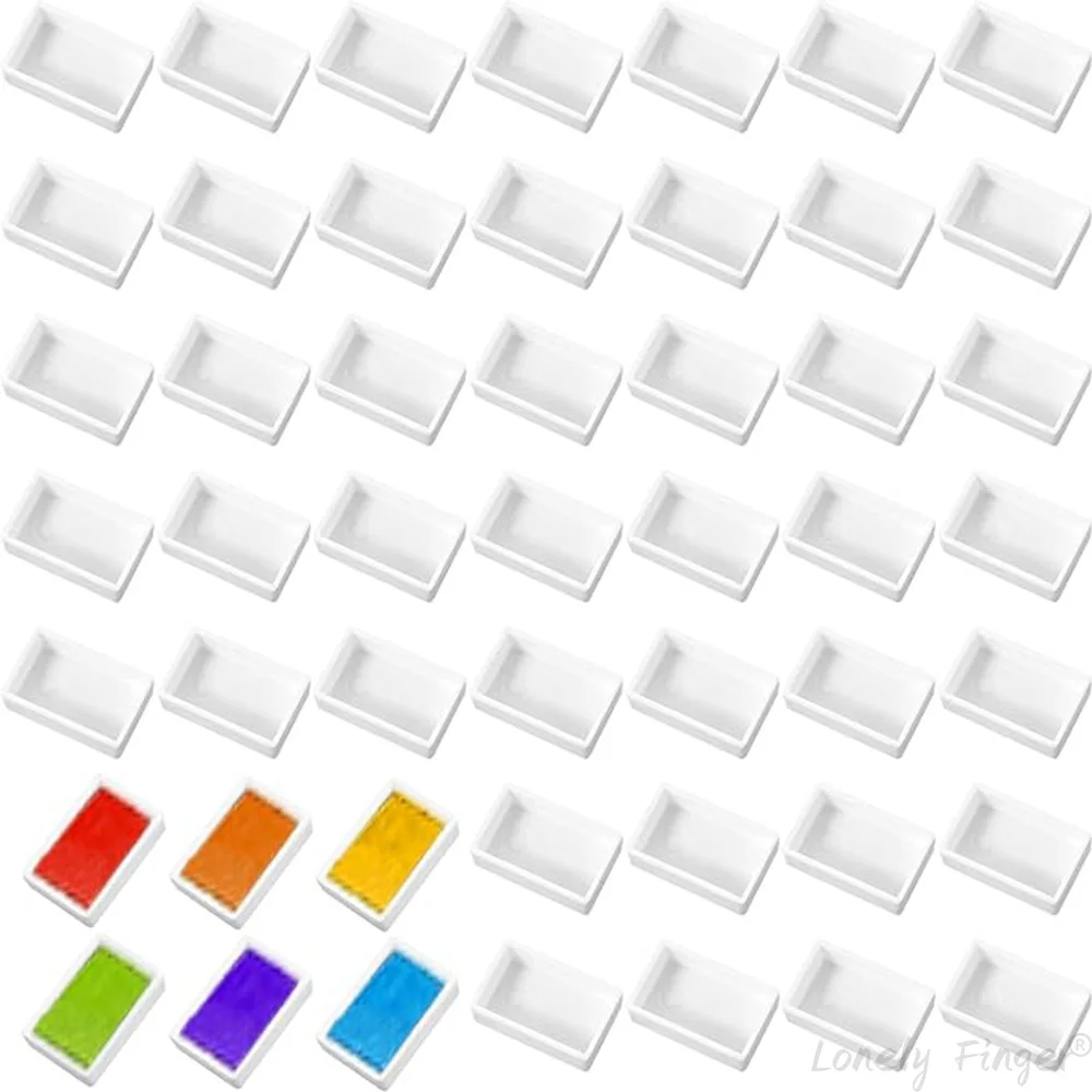 

3.2ml Plastic Empty Watercolor Paint Full Pans Empty Palette Travel Tins Paint Case Empty Pans for Watercolor Acrylics Palette