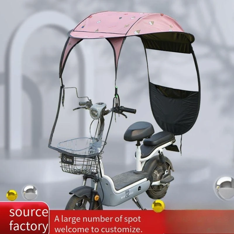 New Compact Electric Scooter Canopy 420D Oxford - Heavy Duty Sun & Rain Shelter for UPF 50+ E-bikes Rain Cover