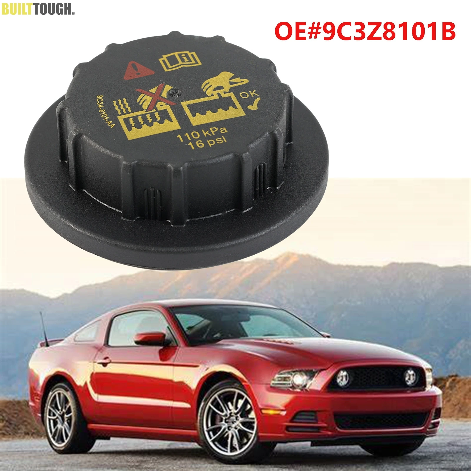 

For Ford Mustang Explorer Edge Ranger E150 E250 E350 F150 F250 F350 Fusion Coolant Radiator Expansion Tank Cap Cover 9C3Z8101B