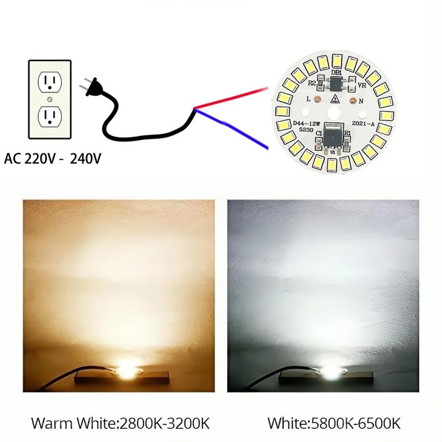 10pcs LED Chip for Lamp Bulb 3W 5W 7W 9W 12W 15W SMD 2835 Round Light Beads AC 220V-240V Bulb Chip Lighting Spotlight 90 Lumen