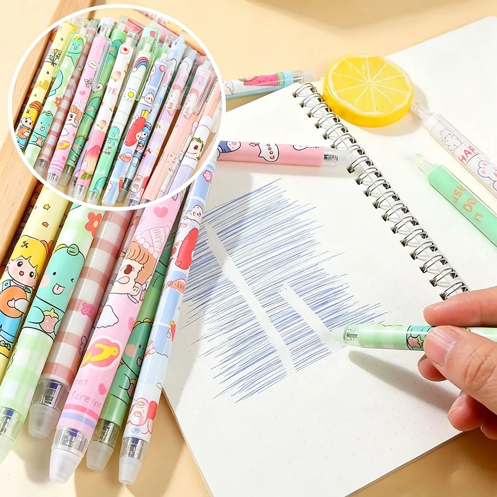 

20Pcs/Lot Cute Kawaii Erasable Gel Pens 0.5mm Blue Ink Retractable Click Pen for School Office Students Writing Stationery Gifts
