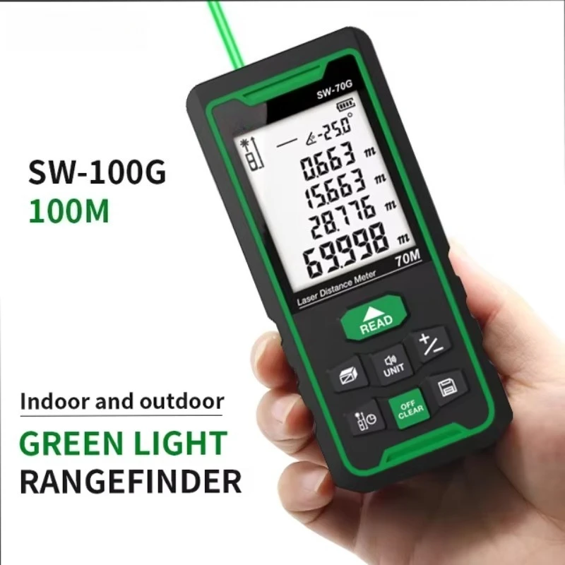 

Outdoor Laser Mesasure Tools SW-50G Rechargeable Ip54 Green Beam M/in/ft 50m Angle & Height Measurement Laser Distance Meter