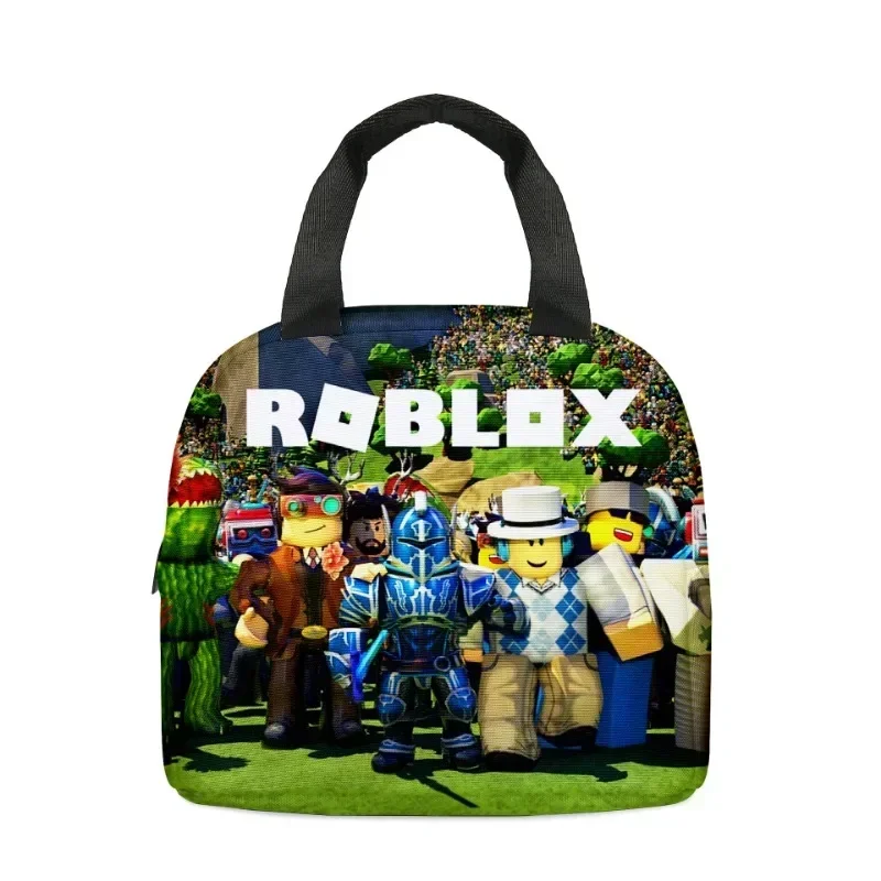حقيبة غداء تحت عنوان لعبة Roblox حقيبة وجبة جولة مدرسية كرتونية هدية للأطفال عازلة للحرارة لتخزين المواد الغذائية المحمولة للأطفال