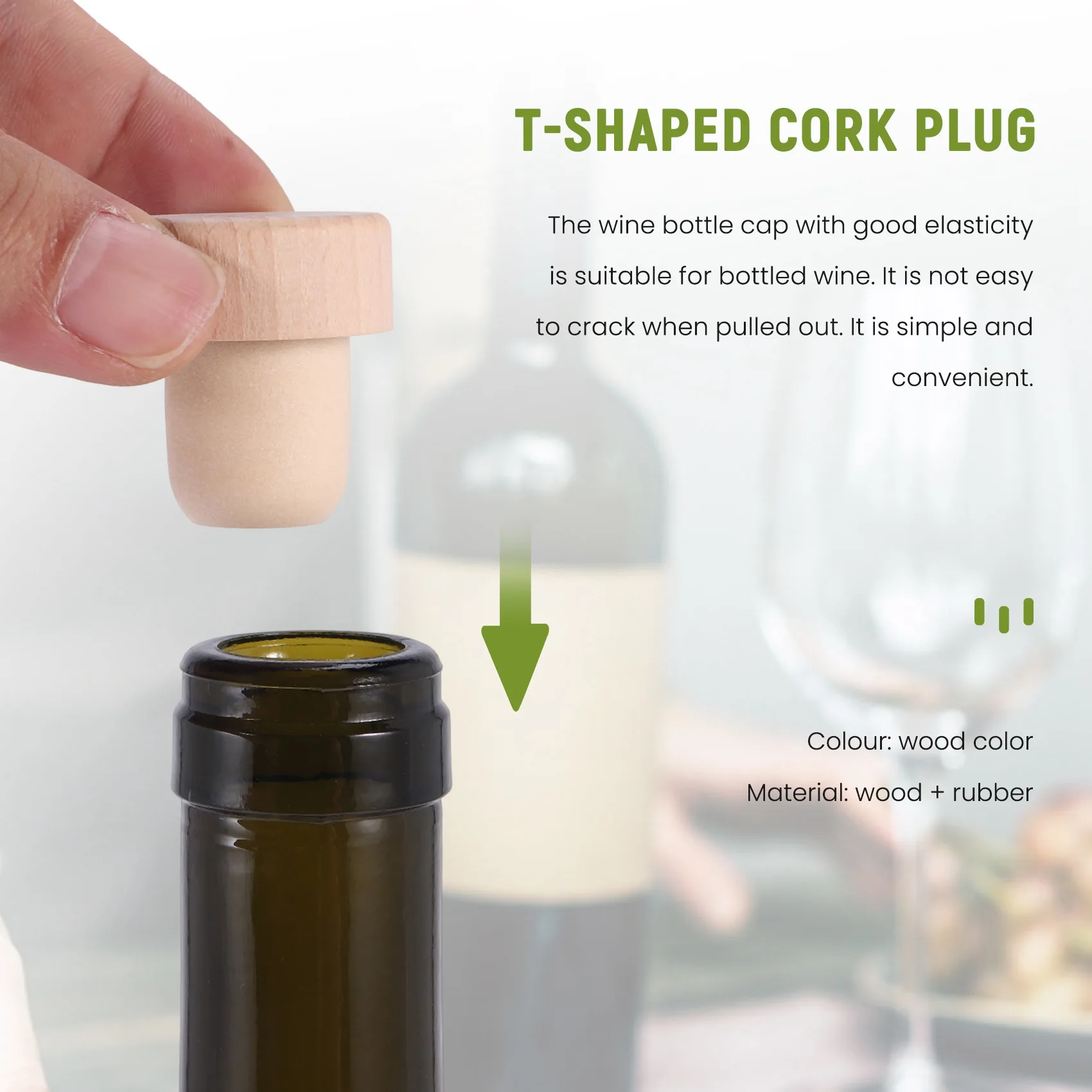 A69ewine Bottle Corks T Shaped Cork Plugs For Wine Cork Wine Stopper Reusable Wine Corks Wooden And Rubber (12 Pieces)