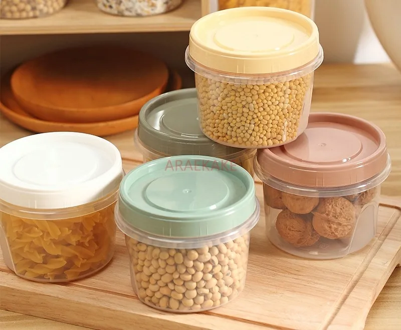 ثلاجة دائرية مقاومة لدرجات الحرارة العالية مع صندوق حفظ بغطاء، صندوق تخزين فواكه صغير، صندوق بينتو ساخن بالميكروويف