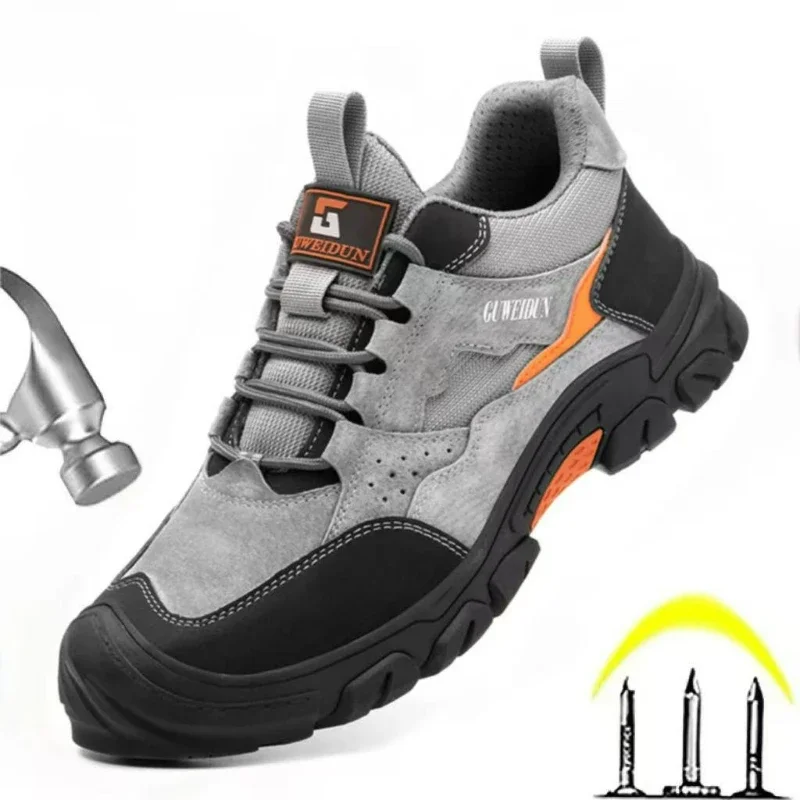 Men's Safety Shoes Fashion Work Steel Toe Shoes Anti-smash Anti-puncture Boots Shoes for Men Indestructible Comfortable Sneakers