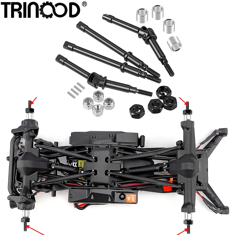 TRINOOD Steel Front Rear Axle Extended CVD Drive Shaft 33.8/35.8/37.8mm for 1/30 Axial SCX30 Upgrade Parts