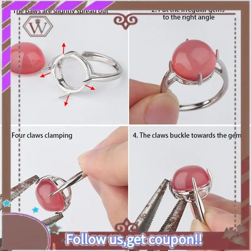 

A95D-Silver Color Adjustable Blank Ring Base Fit Glass Cabochons Cameo Setting For DIY Ring Jewelry Making Accessories