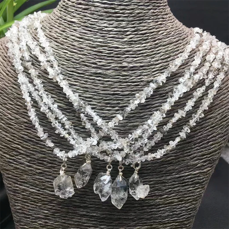 S925 Natural Herkimer Diamond Quartz Flower Necklace Pendat Love Crystal Rare Stone Necklace Pendant For Women Chirstmas Gift