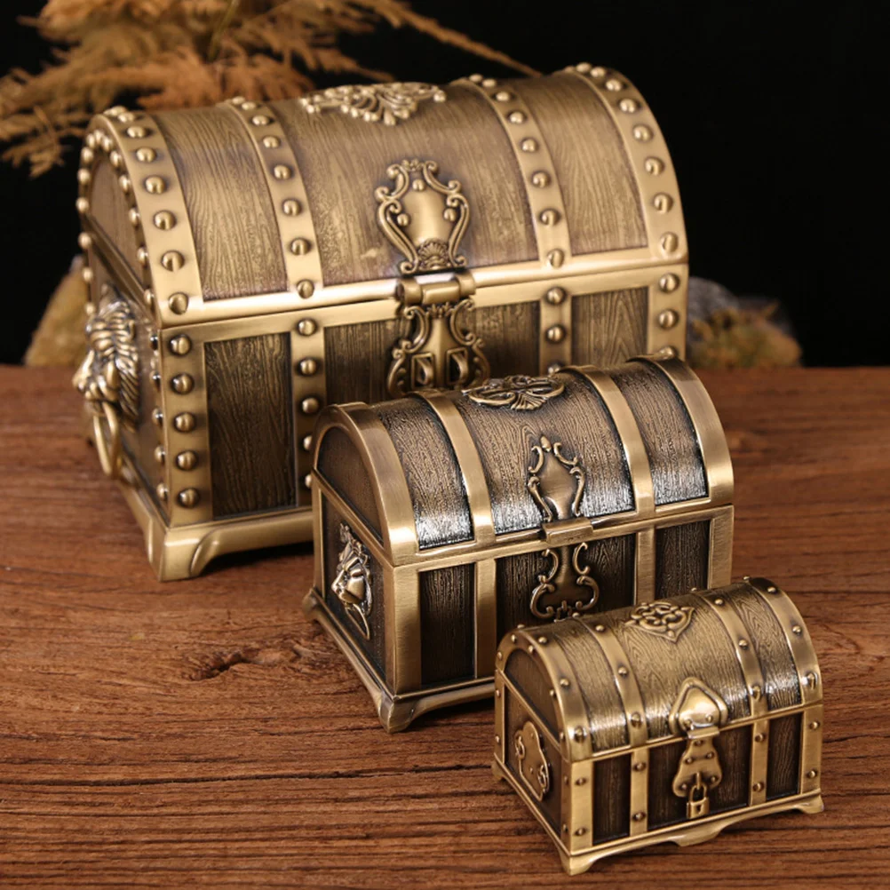 Treasure Chest Jewelry Box Earring Storage Case Retro Cases Packing Boxes Desktop Decor