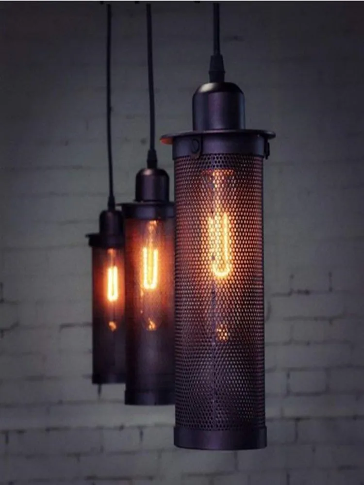 

Loft Retro Pendant Lights Industrial Style Metal Mesh Net Aisle Hanging Light Porch For bar Living dining room hallway