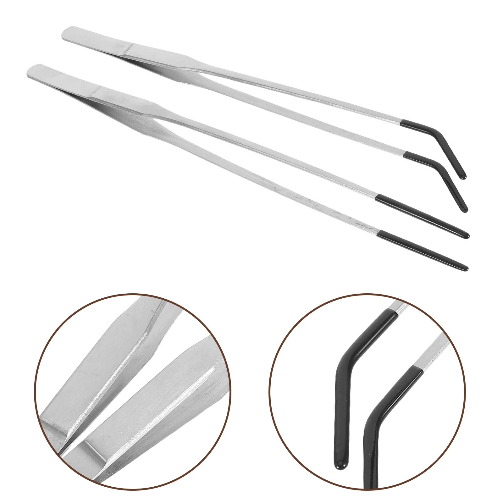 

2Pcs Reptile Feeding Tongs Stainless Steel Rubber Tips Versatile Use Easy Operation Long Tweezers Terrarium Supplies