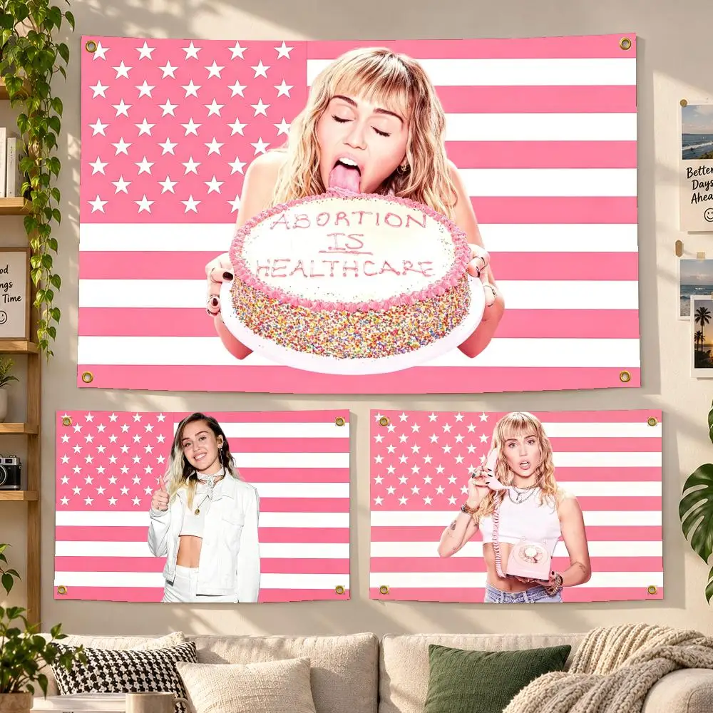 Singer Miley Cyrus Something Beautiful Flags Personalized Banner Flag Room Dorm Camping Picnic Garage Bar Outdoor Wall Decor