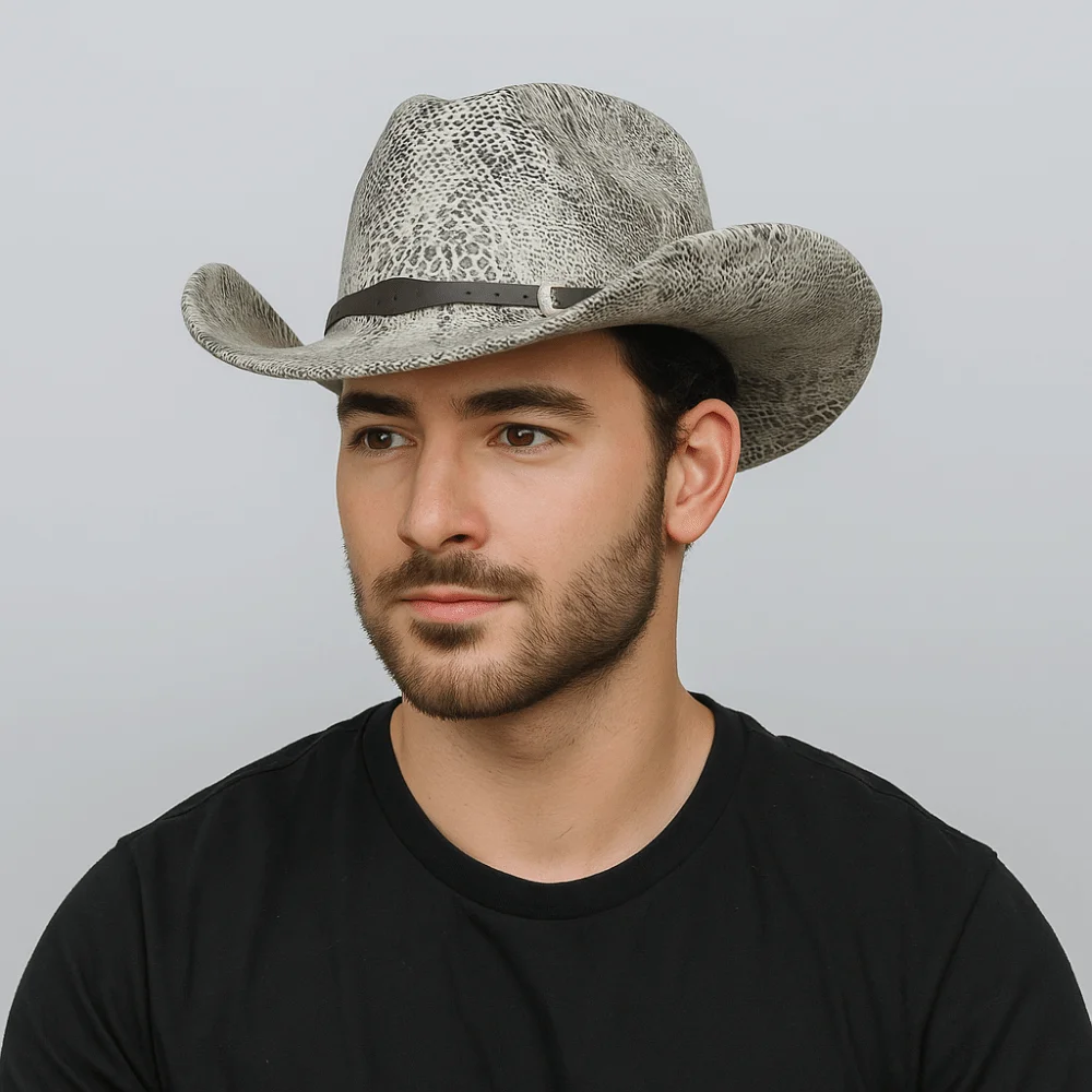 

Punk Ethnic Style Western Cowboy Hat Serpentine Roll Brim Knight Hat Polyester Wide Brim Visor Caps Outdoor