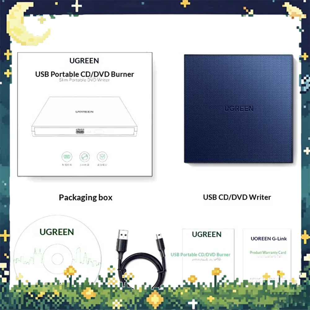 UGREEN CM138-60811 External DVD CD ROM Burner USB Type C Portable Optical Drive for Laptop PC