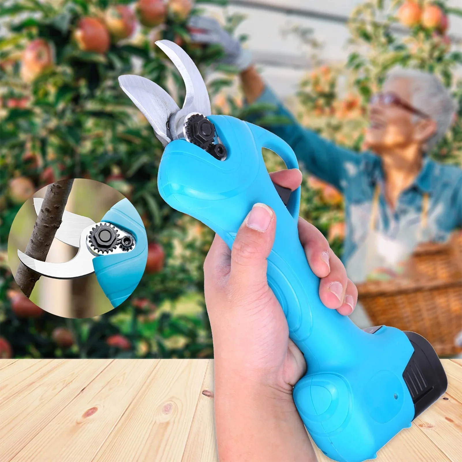 16.8V Electric Pruning Shears Cordless Scissors with Carry Case Rechargeable 2000mAh Lithium Battery Powered Tree Branch Pruner