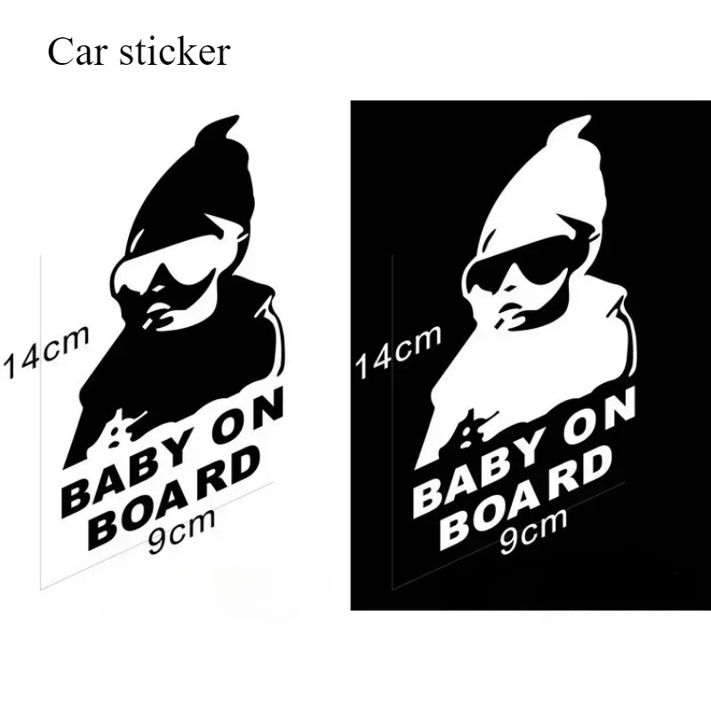 NEW Car Stickers Creative BABY ON BOARD Rear Windshield Auto Stickers Rear Reflective Sunglasses Car Warning Decals Black White view 6
