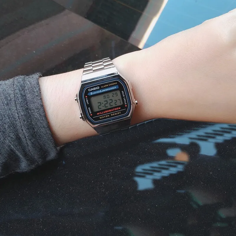 ساعة كاسيو للرجال ريترو اسكوير رياضية مقاومة للماء متعددة الوظائف ساعة كوارتز رقمية أنيقة للجنسين هدية ساعات رجالية