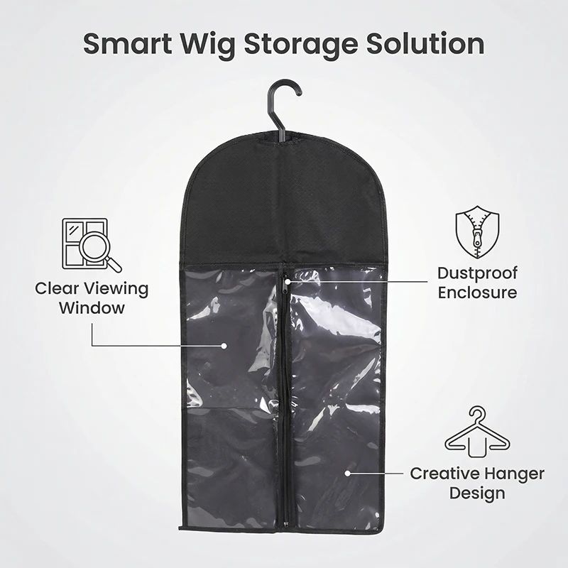 Hanging Wig Storage Bag, Clear Window for Easy View, Dustproof & Space - Saving for Wig Organization