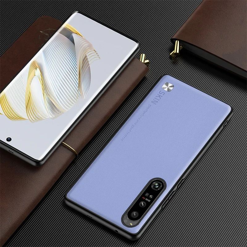 Leather Back Cover Case For Sony Xperia 1 5 10 V IV III Ultra Thin Hard Matte Camera Protector Soft TPU Shockproof Bumper Shell