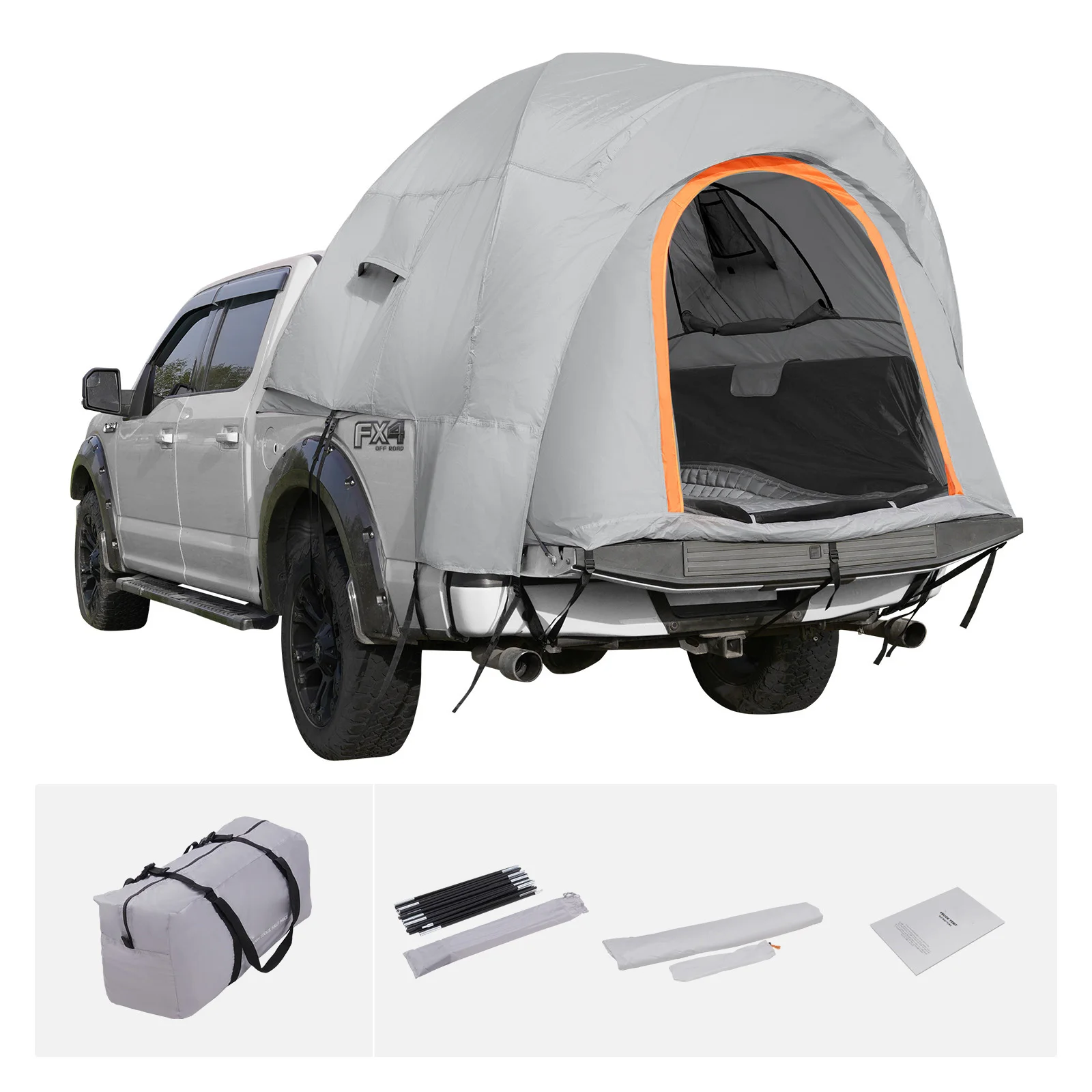 VEVOR  6.4'-6.7' Waterproof PU2000mm Double Layer Pickup Truck Tent Accommodate 2-3 Person for Camping Traveling  Activities