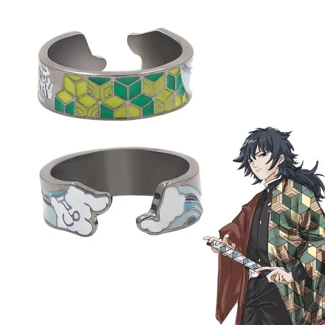 Demon Slayer Giyuu Tomioka Tokitou Muichirou Anime Cartoon Ring Mode Paar-Accessoires Trendige Spielzeuge Peripherieartikel Feiertagsgeschenke