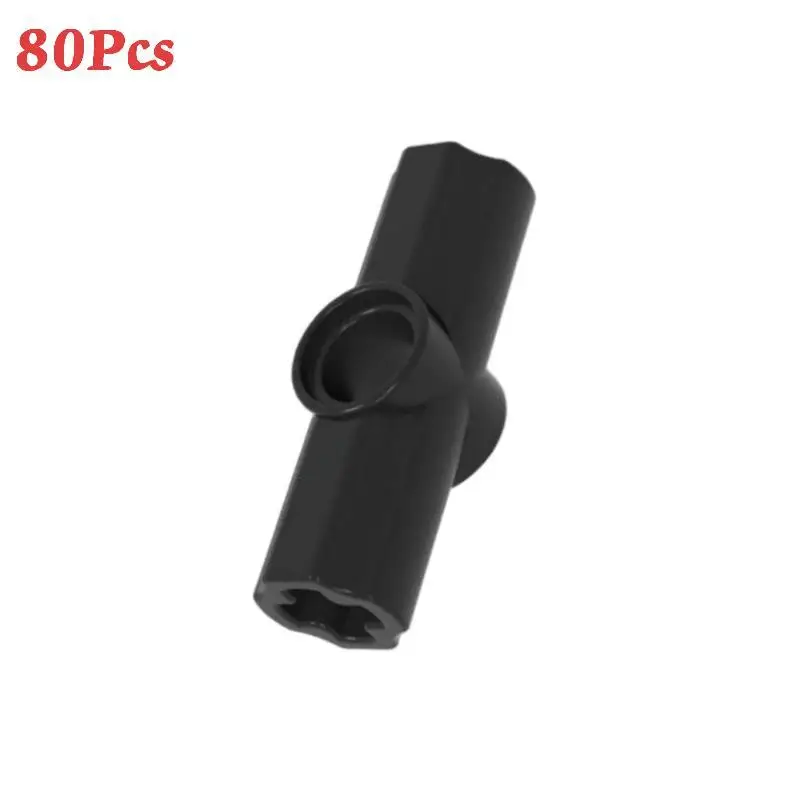 80Pcs Black 2 Hole Cross Axle Connector Building Brick Part 32034 42134 High Precision Block For DIY MOC Building Projects