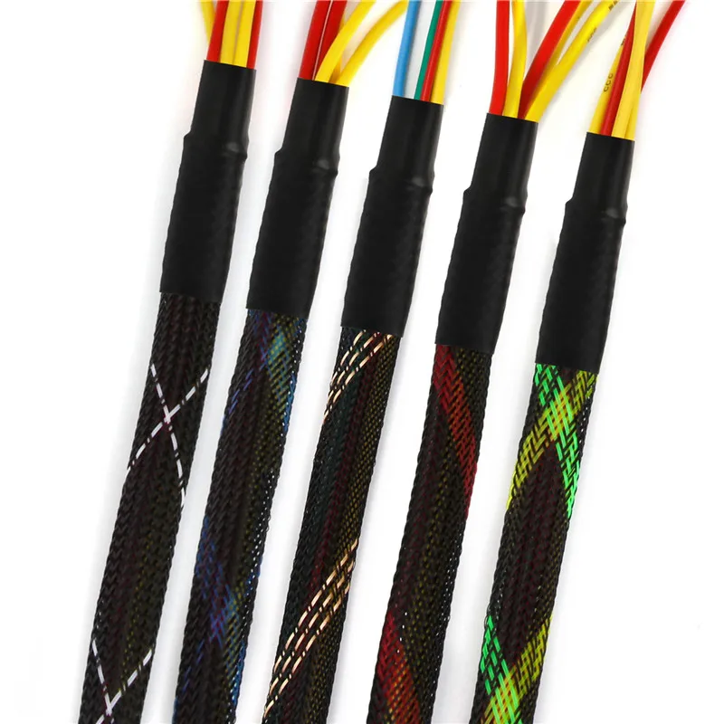 1M 5M 10M PET Expandable Braided Cable Sleeve Wire Protecting Insulation Sheathing Cable Protective Sleeve 4/6/8/10/12/15mm
