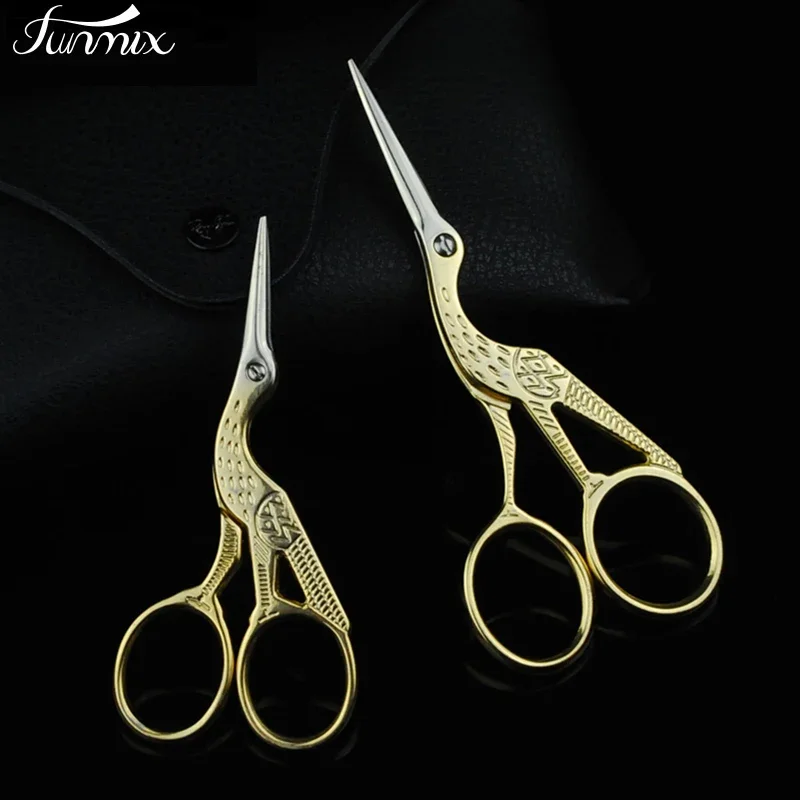 1Pcs Brand Scissors Vintage Retro Stainless Steel Crane Pattern Makeup Cosmetic Convenient Scissors Eyelash Extension Tool