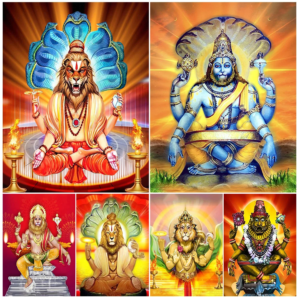 Vishnu NARASIMHA Hindu Mythology Religion Hinduism Wall Pictures For Living Room Nordic Poster Wall Art Canvas Painting Unframed